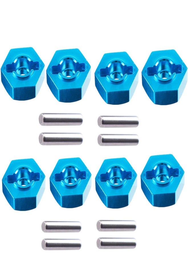 UURCSKY 8pcs/Set Aluminum 12mm Wheel Hex Hubs Drive Adapter 5mm Thickness with 2x10mm pins for Redcat Axial HSP WLtoys Himoto Truck Model Car Upgrade Parts(Blue) - Image 4